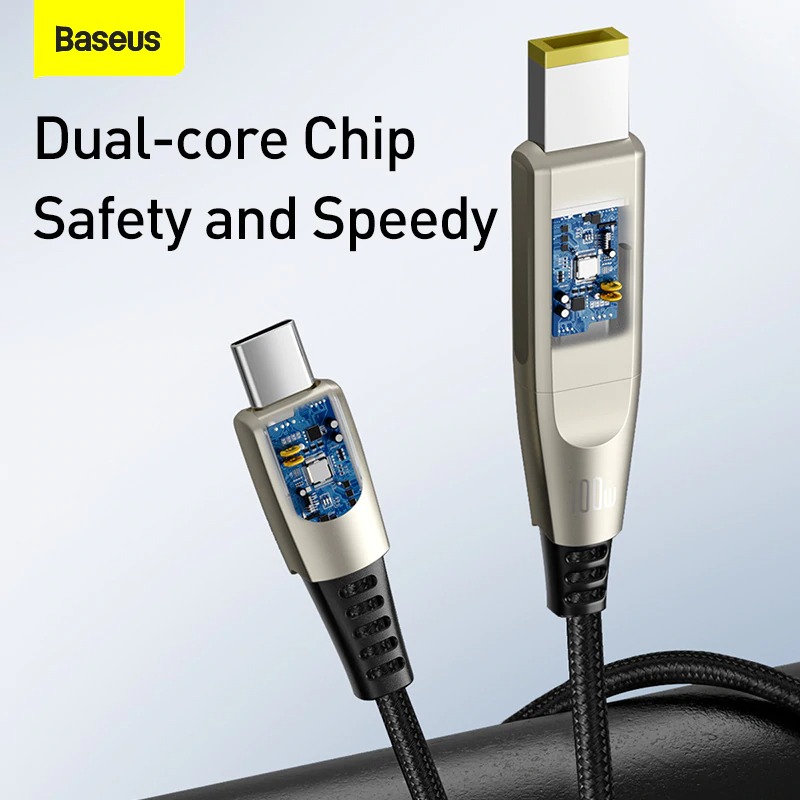 Cáp nguồn Baseus 1 for 2 Fast Charging Data Cable Type C to C + DC 100W