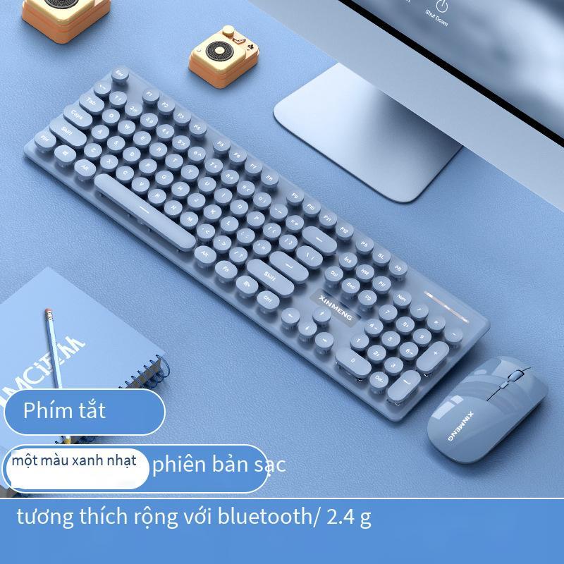 Giá đặc biệt Bộ bàn phím và chuột không dây có thể sạc lại Xinmeng N520 Bàn phím máy tính xách tay cô gái tắt tiếng hai chế độ Bluetooth