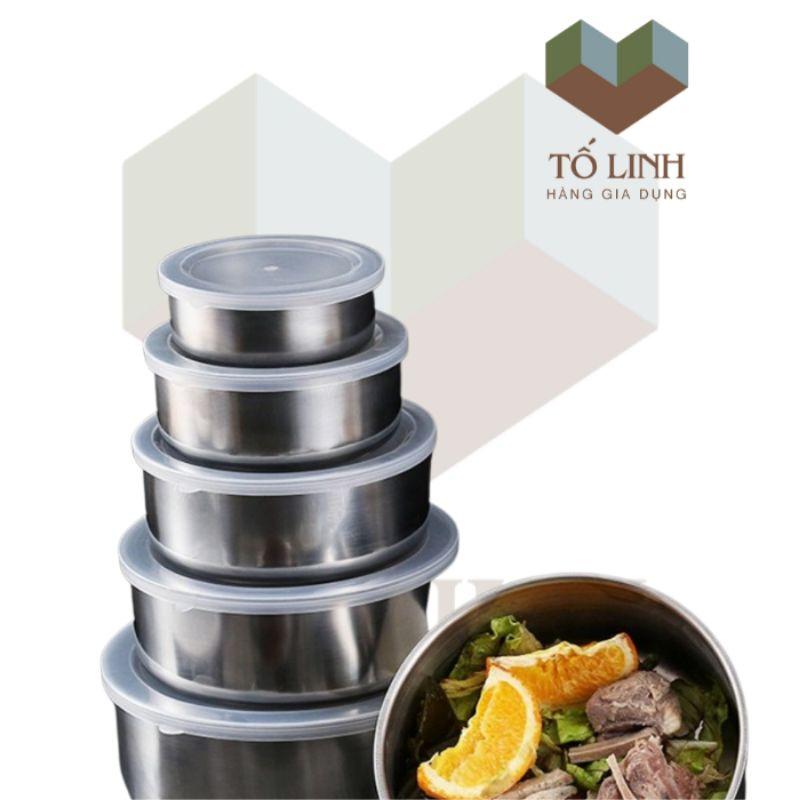 BỘ 5 THỐ INOX 5 CÁI CAO CẤP CÓ NẮP ĐẬY TIỆN LỢI