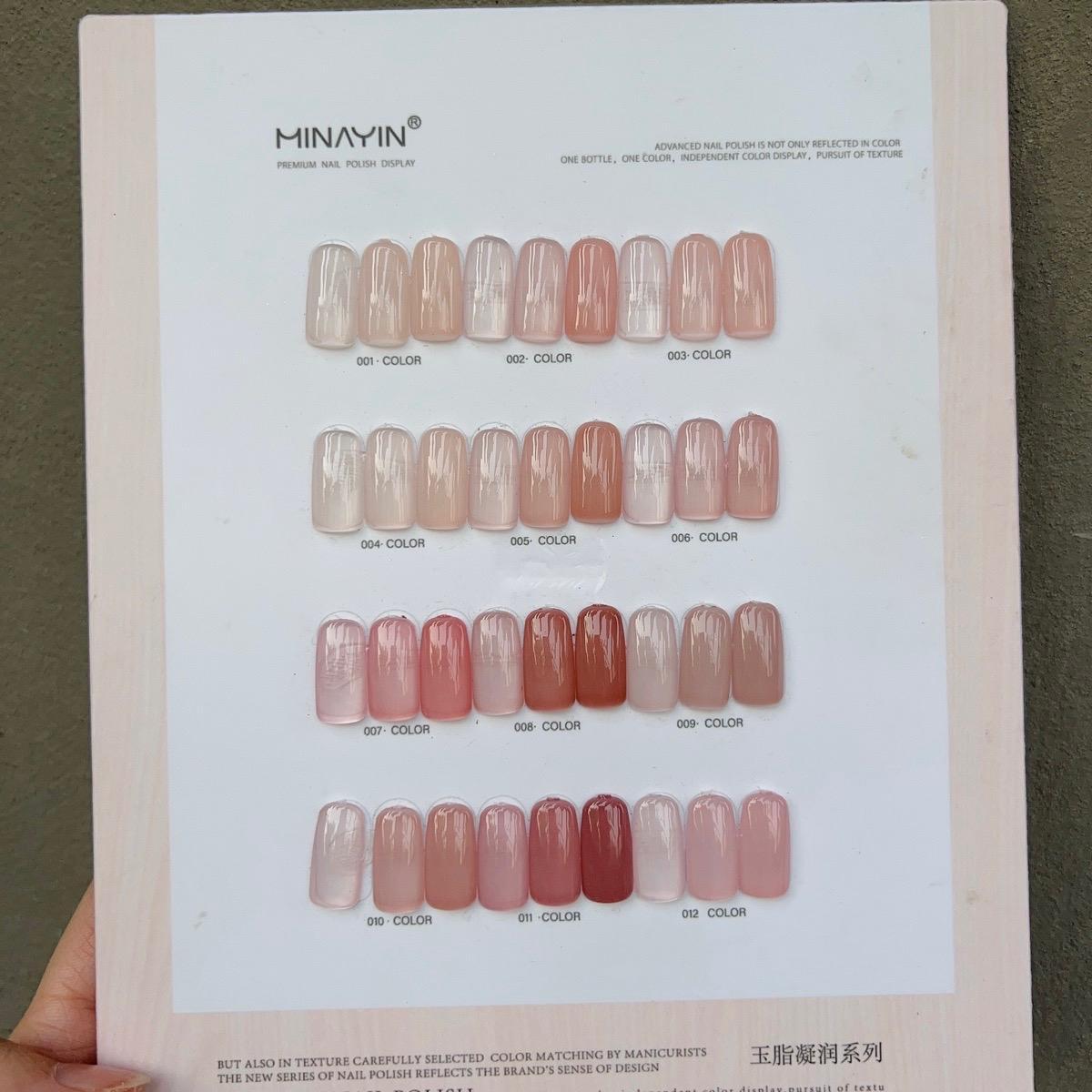 [Chai Lẻ] Sơn Thạch Minayin 12 Màu Tông Hồng Tặng Bảng Màu Cao Cấp Làm Nail, set Sơn Gel Sánh Đặc Mịn Mướt 15ml, Bám Màu Lâu Nữ Sơn Gel Women
