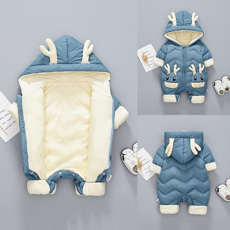 2021 Cho Bé Mùa Đông Snowsuit Plus Nhung Dày Dặn Cho Bé Bé Trai Jumpsuit 0-2 Tuổi Sơ Sinh Liền Quần Bé Áo Liền Quần Bé Gái cho Bé Áo Khoác