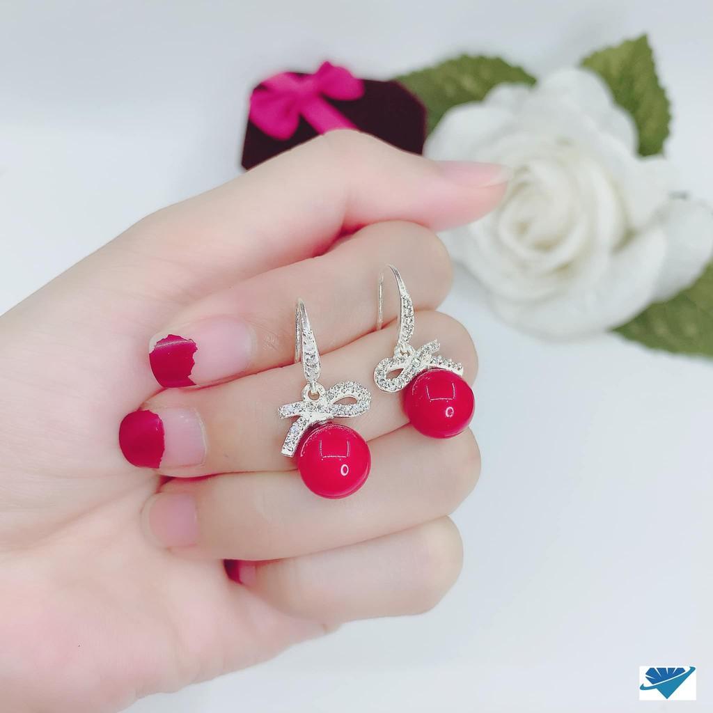 Bông tai nữ bạc ta móc nơ trai MS65a
