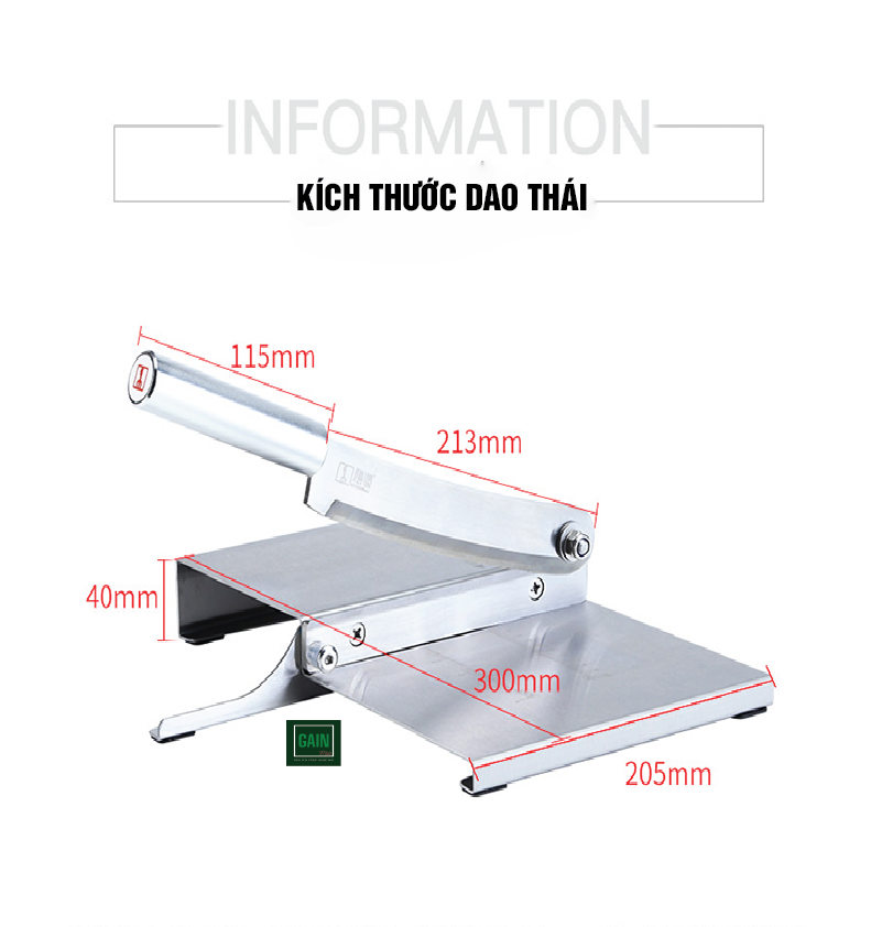 Máy Thái Thịt, Máy Thái Thịt Đông Lạnh, Dao Chặt Thịt Gà, Thái Rau Củ Quả, Thái Thuốc Bắc, Dao Thái Đa Năng, KD0142, Thép 40CR14, Inox 430 - Tặng Tay Mài Dao