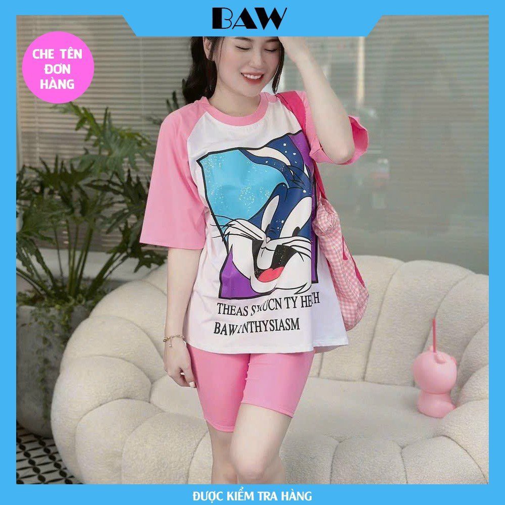 Đồ Bộ Nữ, Đồ Bộ Nữ Mặc Nhà Quần Thun Gân Có Túi, Đồ Bộ Nữ Cotton Dày Dặn In Họa Tiết Siêu Dễ Thương, Đồ Bộ Ngủ Nữ, Đồ Bộ Nữ Dài Thương Hiệu Baw MM8