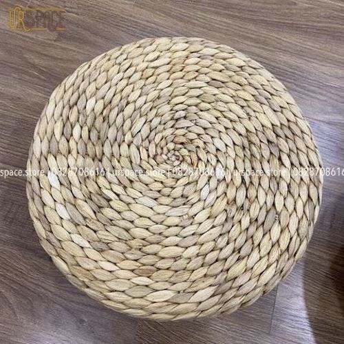 Ghế đôn sofa, làm kê đầu giường, gác chân bằng bèo (lục bình) D40xH20cm/ Woven Hyacinth Round Stool For Home Decor