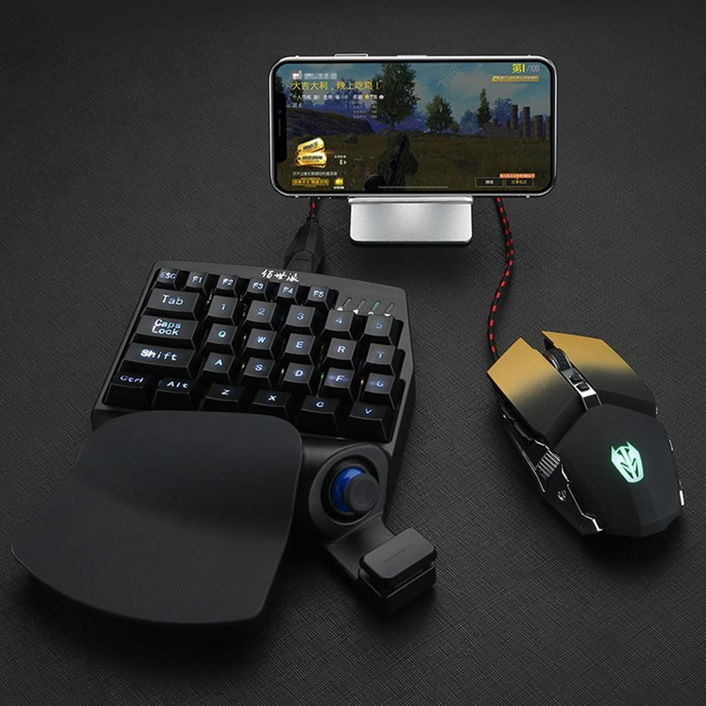 Bàn phím cơ 1 tay kiêm bộ chuyển đổi game Chơi Pubg PSB-P1  Có cần gạt Analog Chế độ ghìm tâm Kết nối Bluetooth - Hàng Chính Hãng