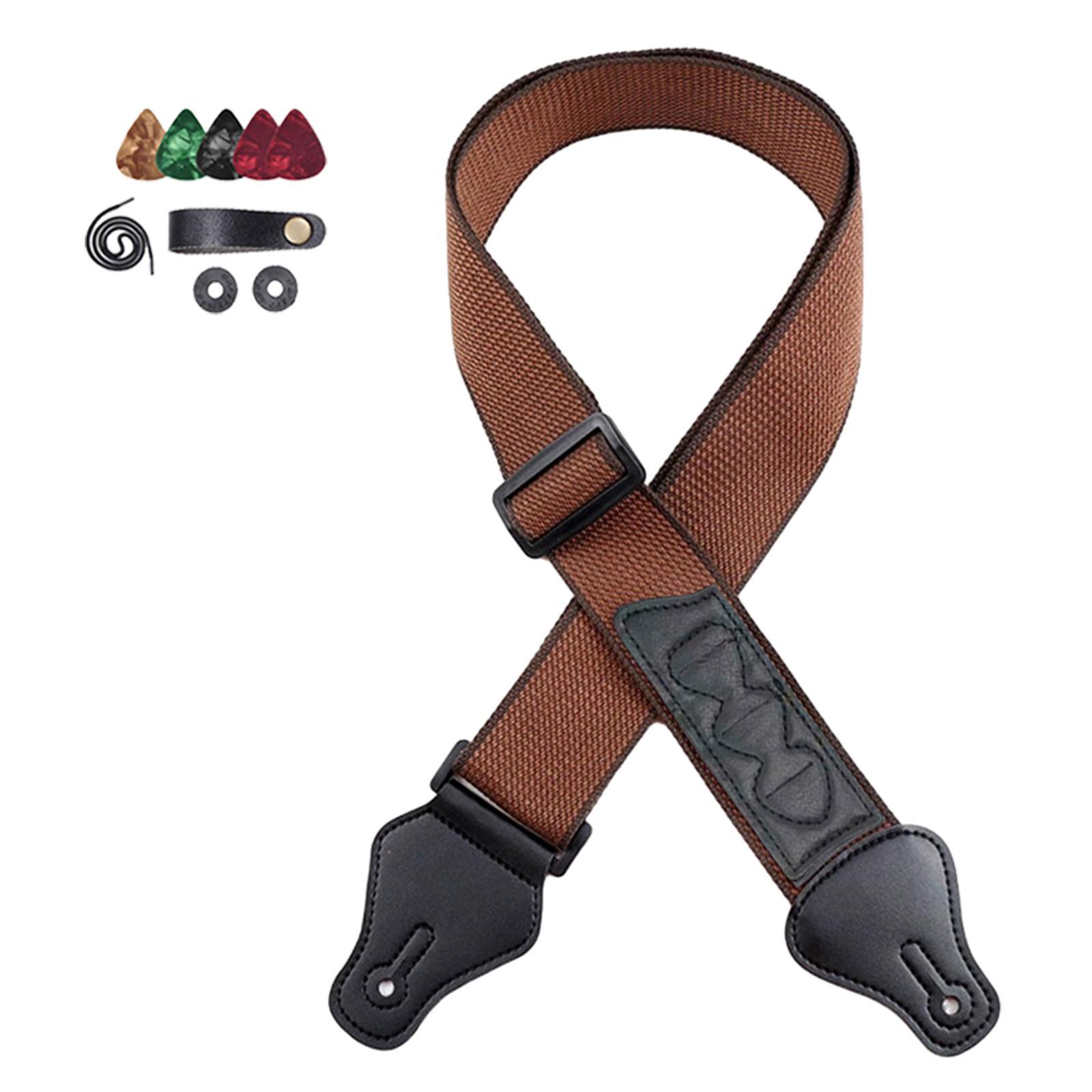 Guitar Strap with Pick Holders, Comfort PU Leather Ends, Universal Adjustable Guitar Shoulder Straps Belts