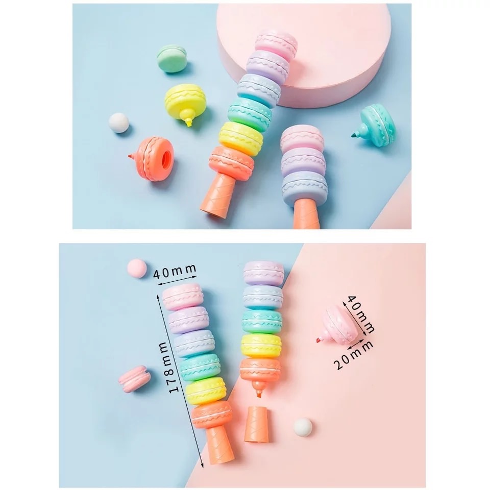 Bút nhớ highlighter 6 màu bỏ túi mẫu macaron và bóng