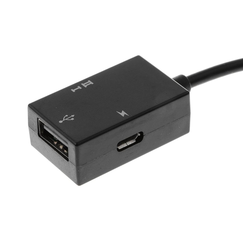 Micro USB Cable Male Host to USB Type-A & Micro USB Female OTG Adapter For Android Phone Tablet Black