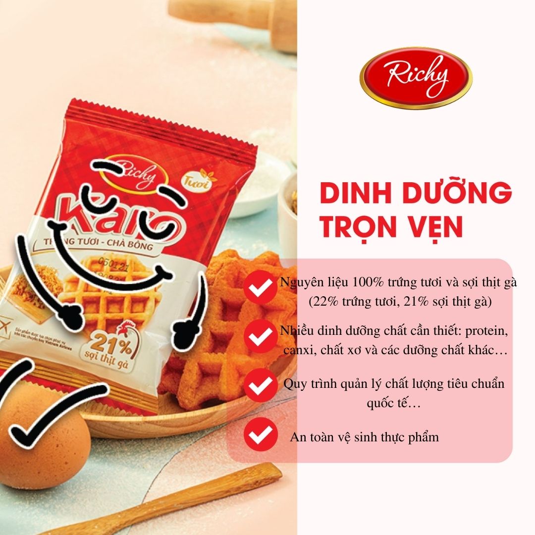 Thùng 48 chiếc Bánh trứng tươi chà bông Karo Richy