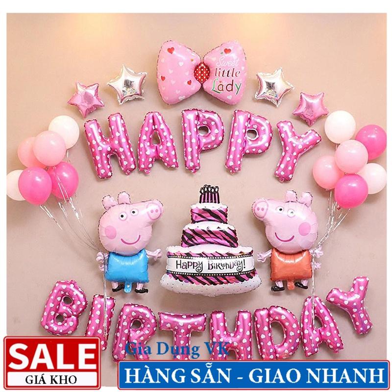 Combo Trang Trí Sinh Nhật Bóng Happy Birthday Kèm Nhiều Phụ Kiện Khác - Tặng Bơm Tay