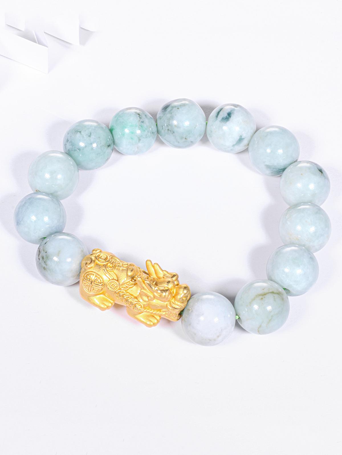 Vòng tay cặp nam nữ đá cẩm thạch phỉ thúy hạt đá 12mm,8mm mệnh hỏa, mộc - Ngọc Quý Gemstones