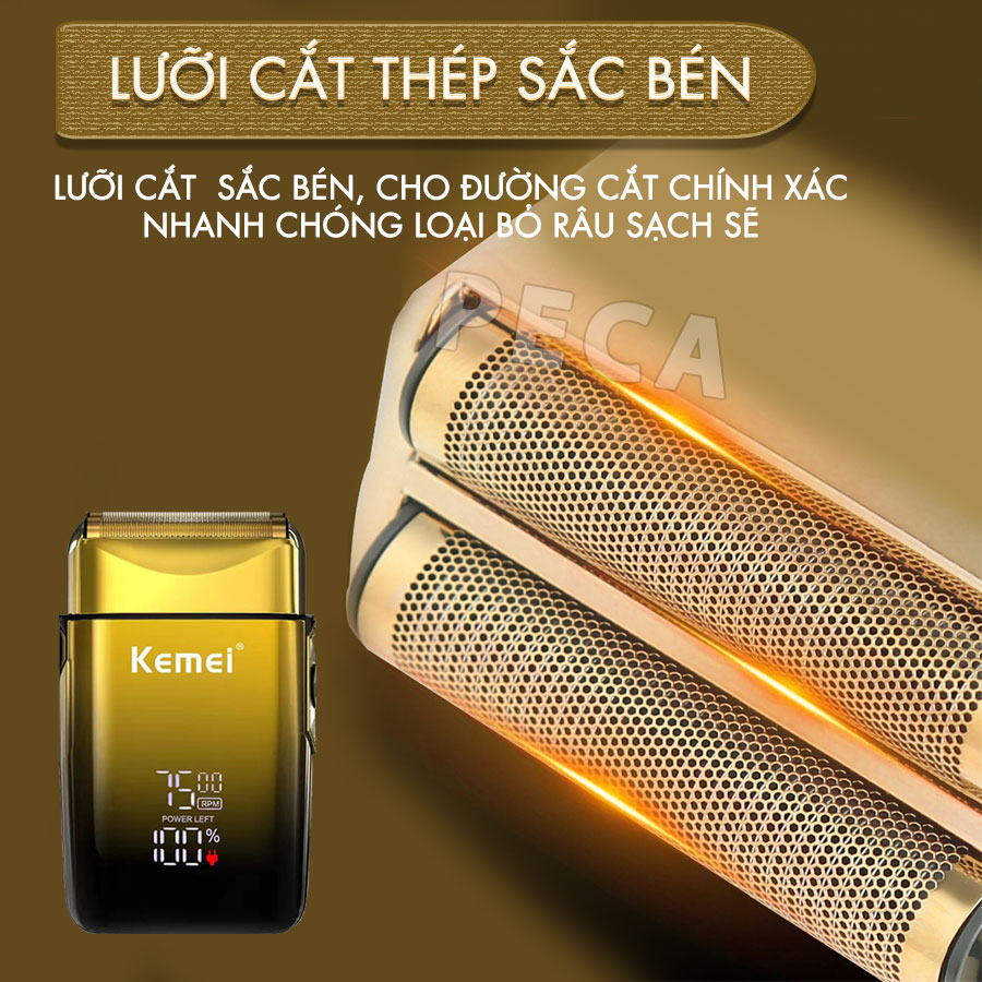 Máy cạo râu Kemei KM-TX10 điều chỉnh 3 mức tốc độ, màn hình LCD, công suất mạnh mẽ 5W - Hàng chính hãng