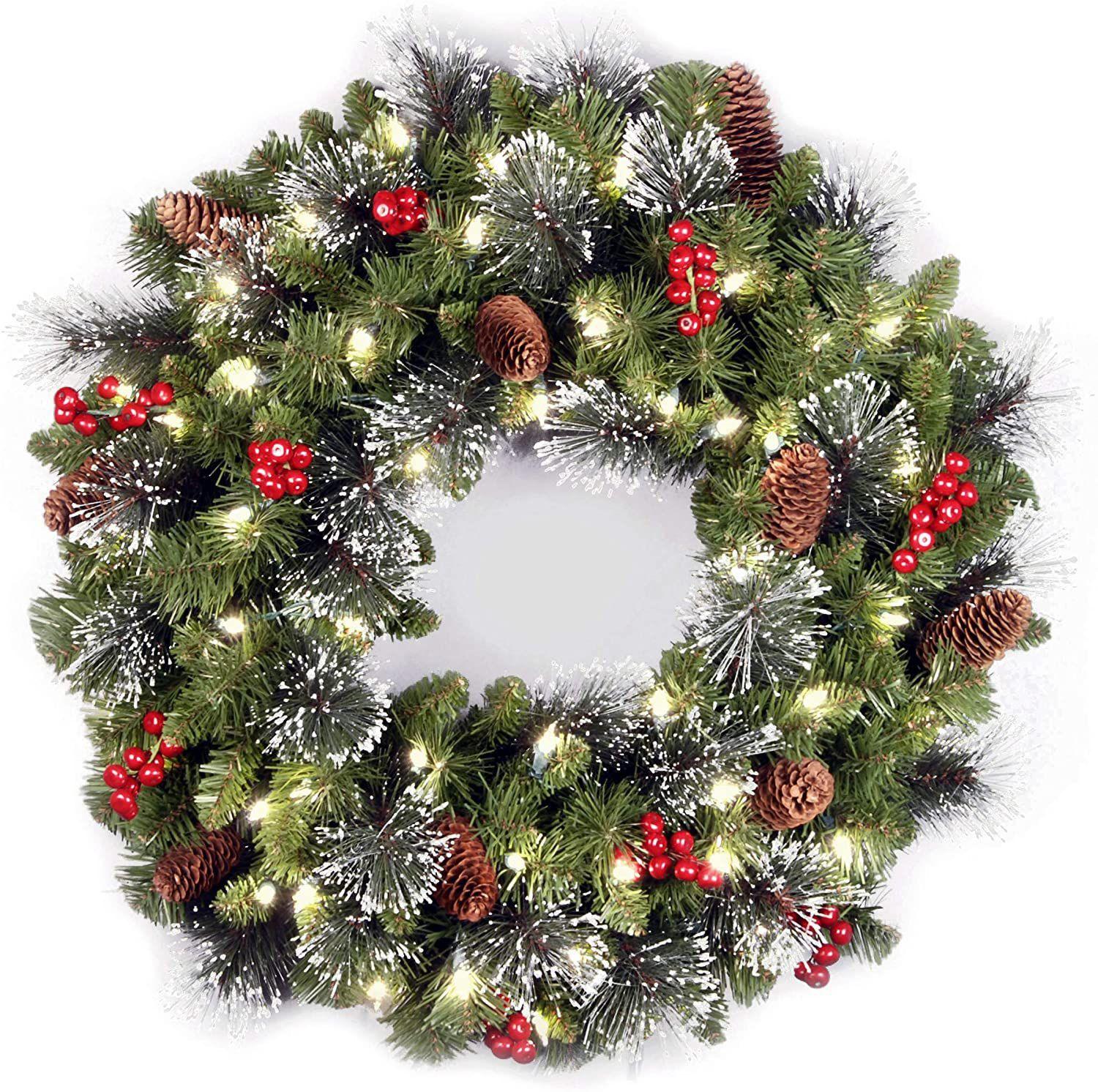 Cửa vòng hoa Giáng sinh treo mía Giáng sinh 45cm trang trí vòng hoa mặt dây chuyền