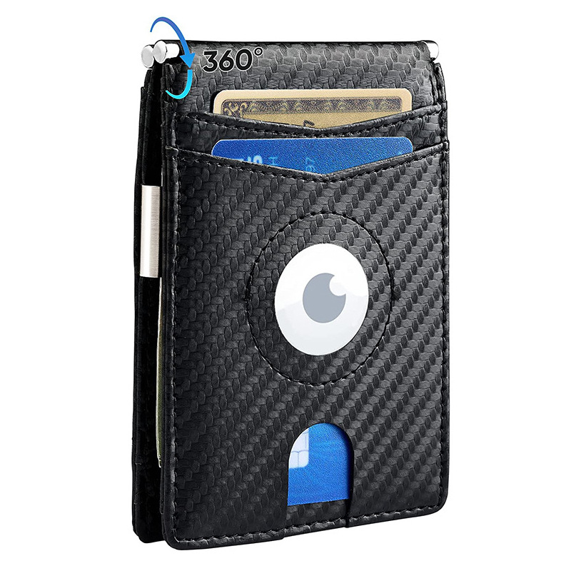 Ví Nam Kẹp Tiền Đa Năng Lắp Được AirTags Carbon Fiber Money Clip RFID