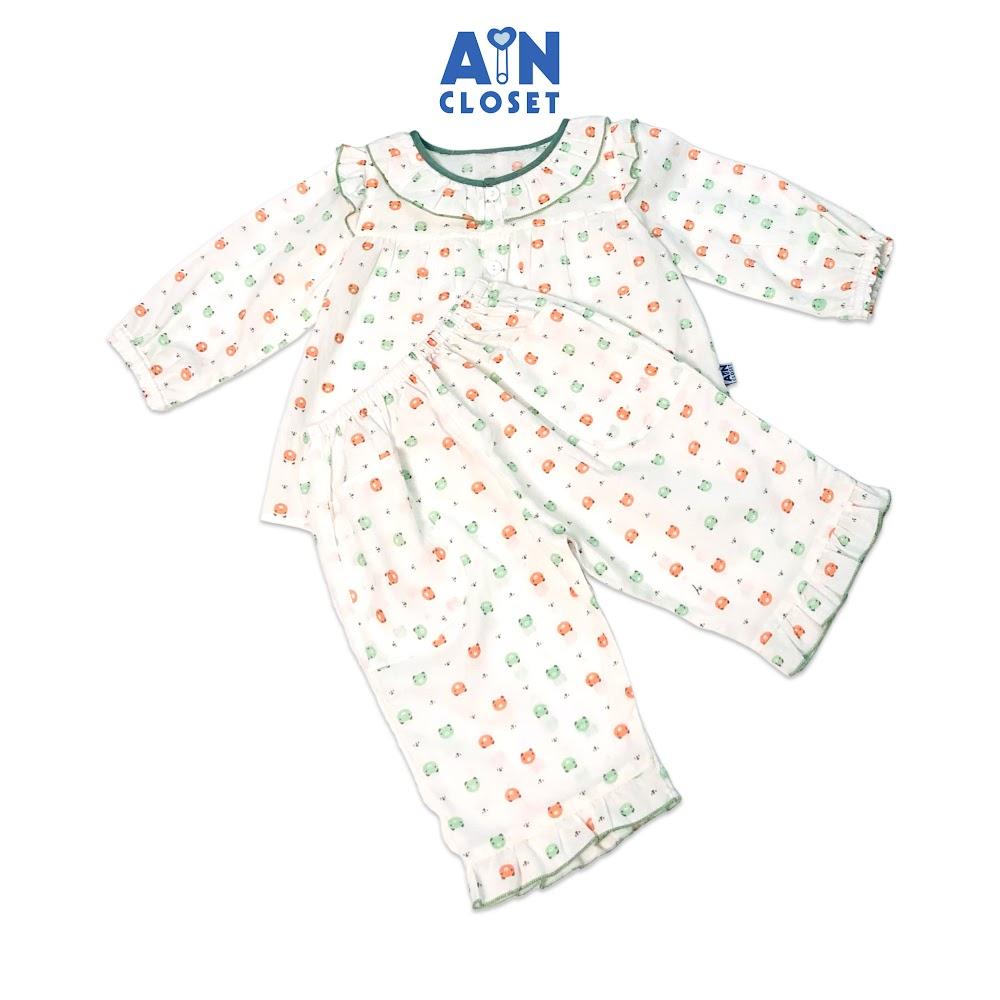 Bộ quần áo dài bé gái hoạ tiết Mèo cười viền xanh cotton - AICDBTGL88CA - AIN Closet