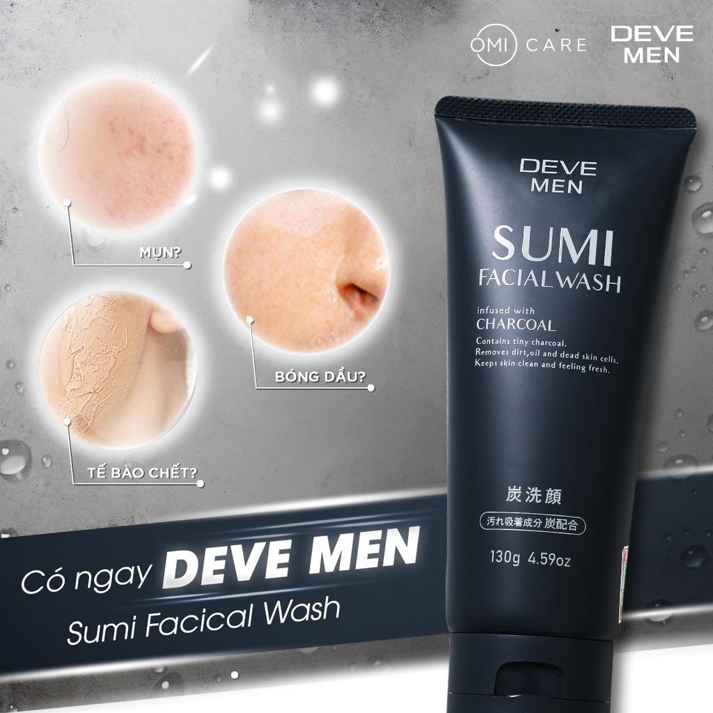 Sữa Rửa Mặt Deve Men Sumi Facial Wash Than Hoạt Tính Charcoal Dành Cho Nam (130g)