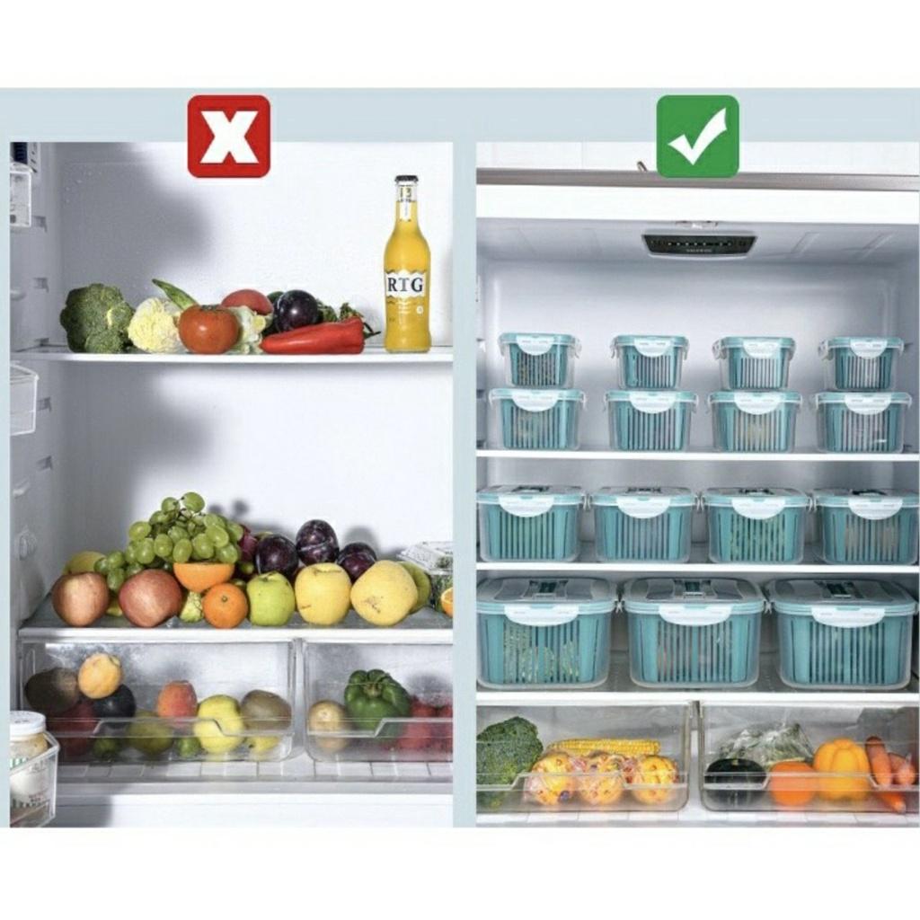 Set 5 hộp đựng thực phẩm bảo quản tủ lạnh đa năng có nắp đậy, thông minh, cao cấp - Bộ 5 hộp rổ đựng rau quả để tủ lạnh.
