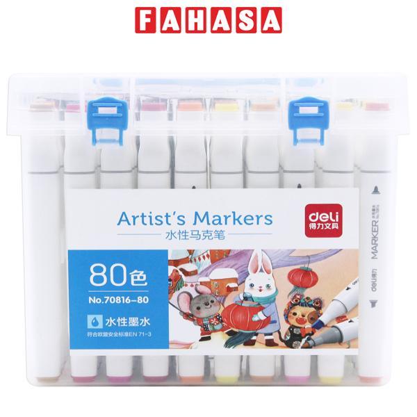 Hộp 80 Bút Lông Màu 2 Đầu Artist Marker - Deli 70816-80