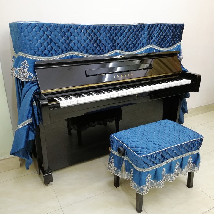 BỘ KHĂN PHỦ ĐÀN PIANO CƠ MÀU XANH NƯỚC BIỂN