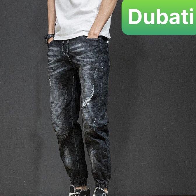 QUẦN JOGGER JEAN NAM ĐEN XÁM CHẤT CO GIÃN WASH TÚM GỐI SÀNH ĐIỆU- DB 0535- DUBATI FASHION
