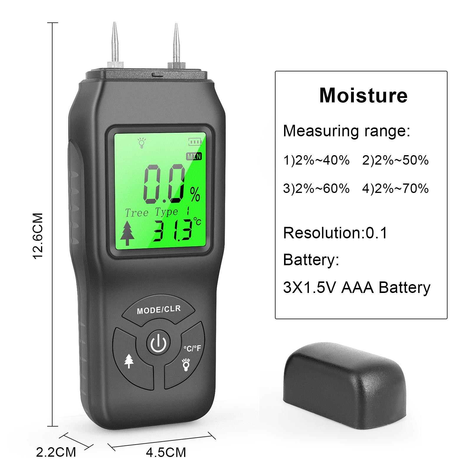 Máy Dò Độ Ẩm Kỹ Thuật Số Cầm Tay Màn Hình Lcd Có Đèn Nền Dò Rò Rỉ Nước Chính Xác