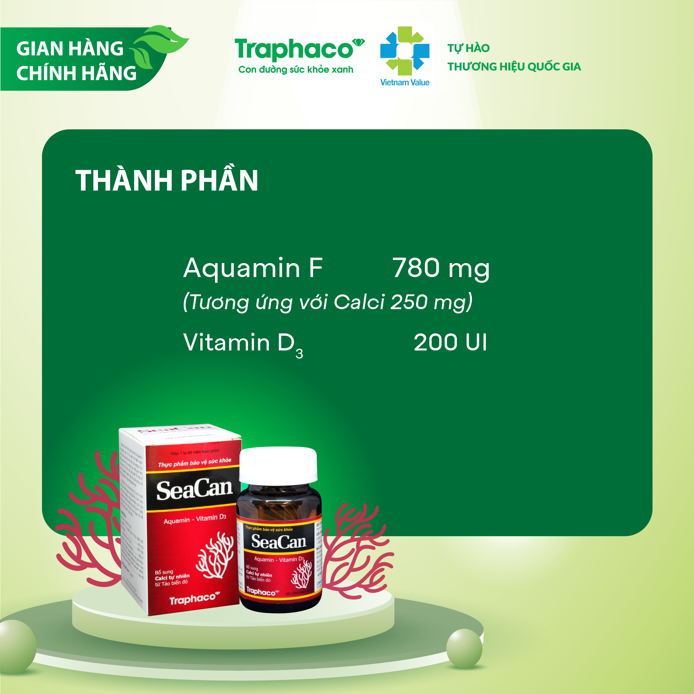 SEACAN - BỔ SUNG CALCI TỰ NHIÊN TỪ TẢO BIỂN ĐỎ