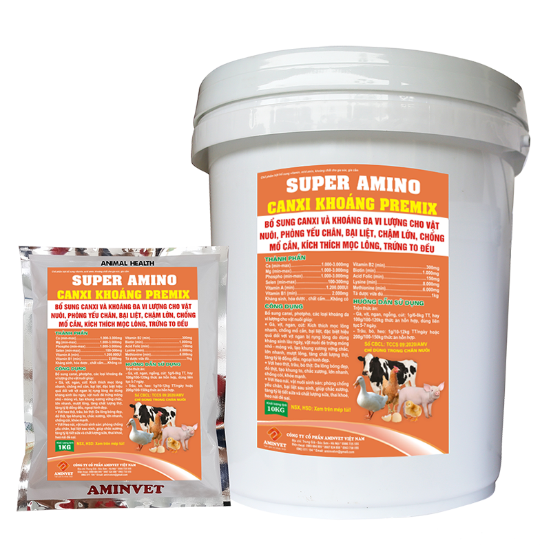 Thuốc thú y, Super amino canxi khoáng premix dùng cho chó, mèo, gia súc, gia cầm