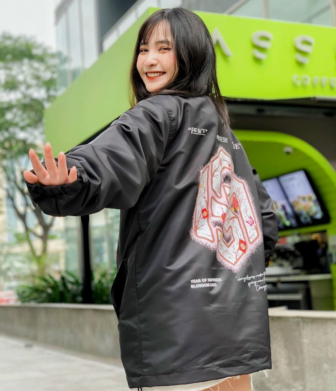 Áo khoác dù Happiness Ulzzang chất dù cao cấp 2 lớp , Form Rộng Unisex size M  L  XL  Nam Nữ Couple Đều Mặc Được - Áo khoác gió nam nữ mặc