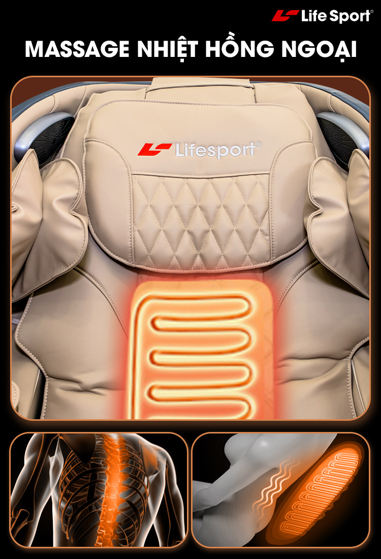 [NEW 2023] Ghế Massage Lifesport LS-2200 mẫu mới thiết kế mới có bóp đầu, túi khí toàn thân, cải tiến con lăn silicon 4D Plus thế hệ mới, vòng bóp đầu chuyên sâu riêng biệt, cải tiến thêm 26 chế độ đấm bóp massage thư giãn toàn thân.