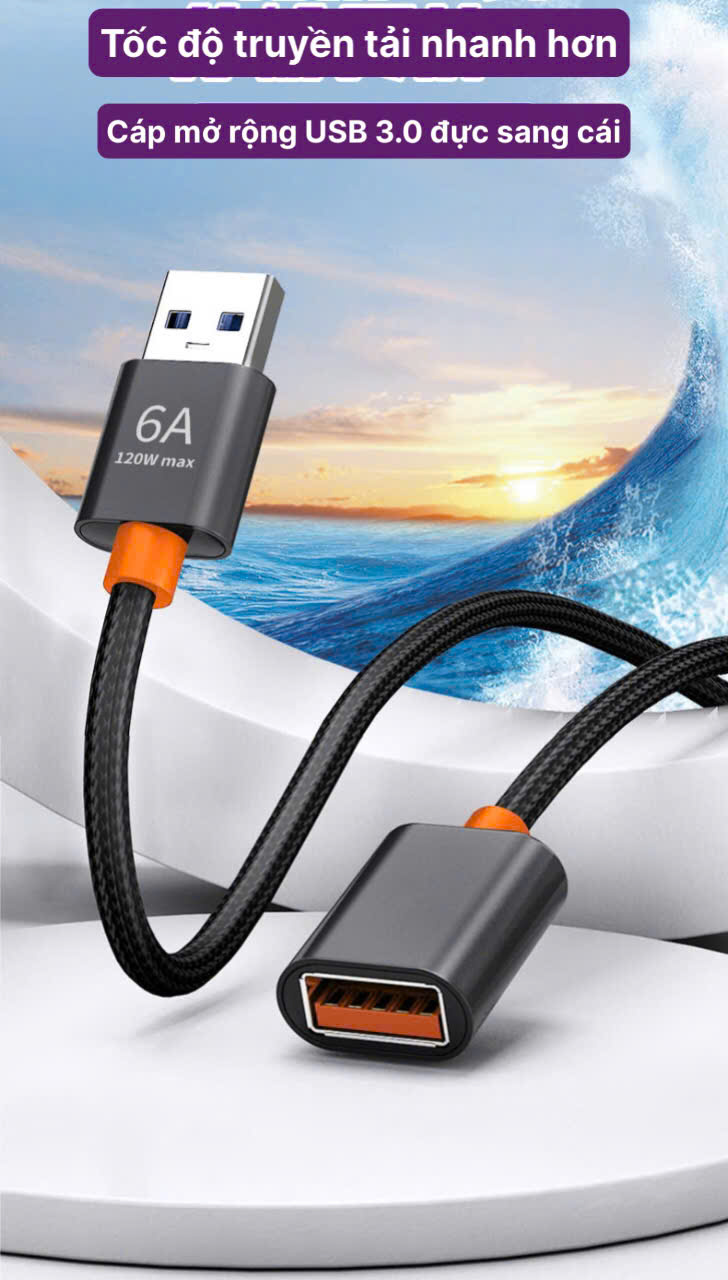 Cáp mở rộng USB 3.0, 2.0 hiệu Li-Top nối dài đầu đực sang đầu cái, dây bện dài 1.5 mét, hàng chính hãng