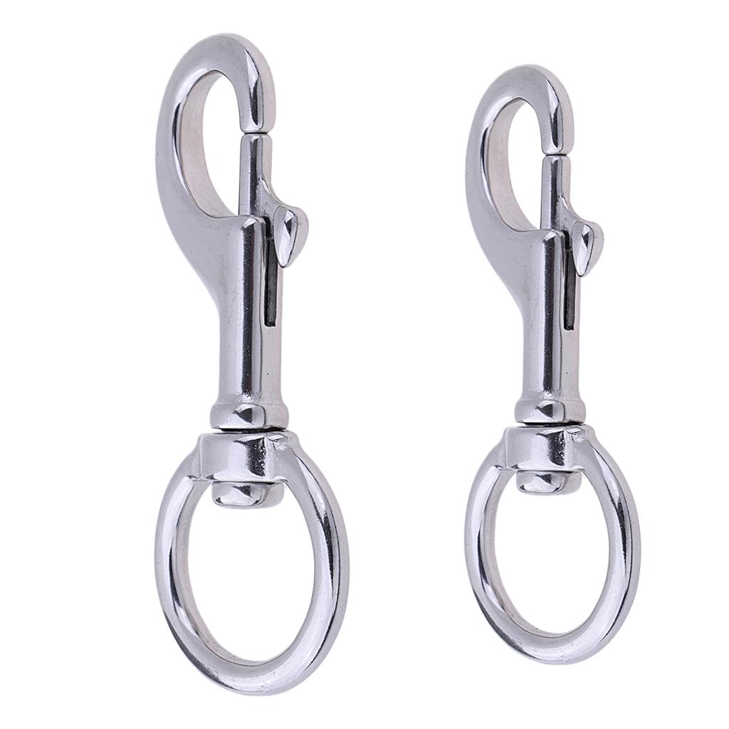2pcs Stainless Steel Single Hook Swivel Eye Snap Clip for Scuba Diving Pet