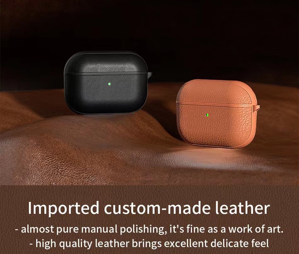 Hình ảnh BAO WIWU CALFSKIN GENUINE LEATHER CASE DÀNH CHO ARIPOD 3, CHẤT LIỆU DA THẬT KẾT HỢP KHUNG NHỰA CAO CẤP- Hàng Chính Hãng