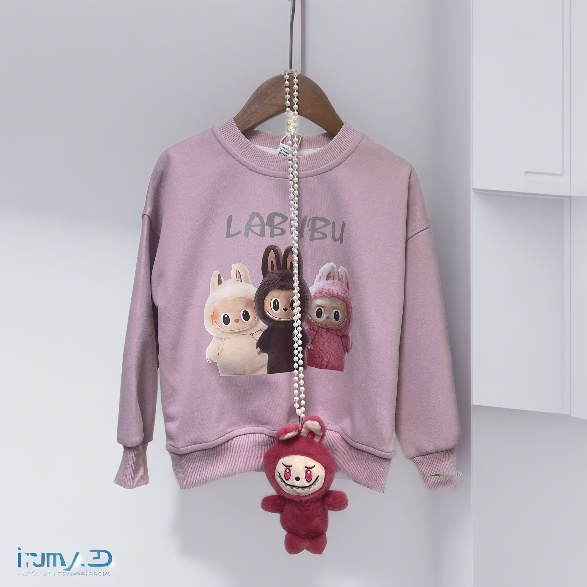 Áo nỉ bé gái cổ tròn tặng túi 4-10 tuổi hình kuromi và thỏ chất liệu cao cấp kiểu dáng thời trang