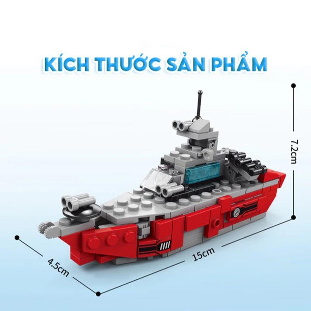 Đồ Chơi Lắp Ráp Siêu Chiến Hạm 6 Trong 1 - Warship - Toys&amp;Joys 8970-1 (138 Mảnh Ghép)