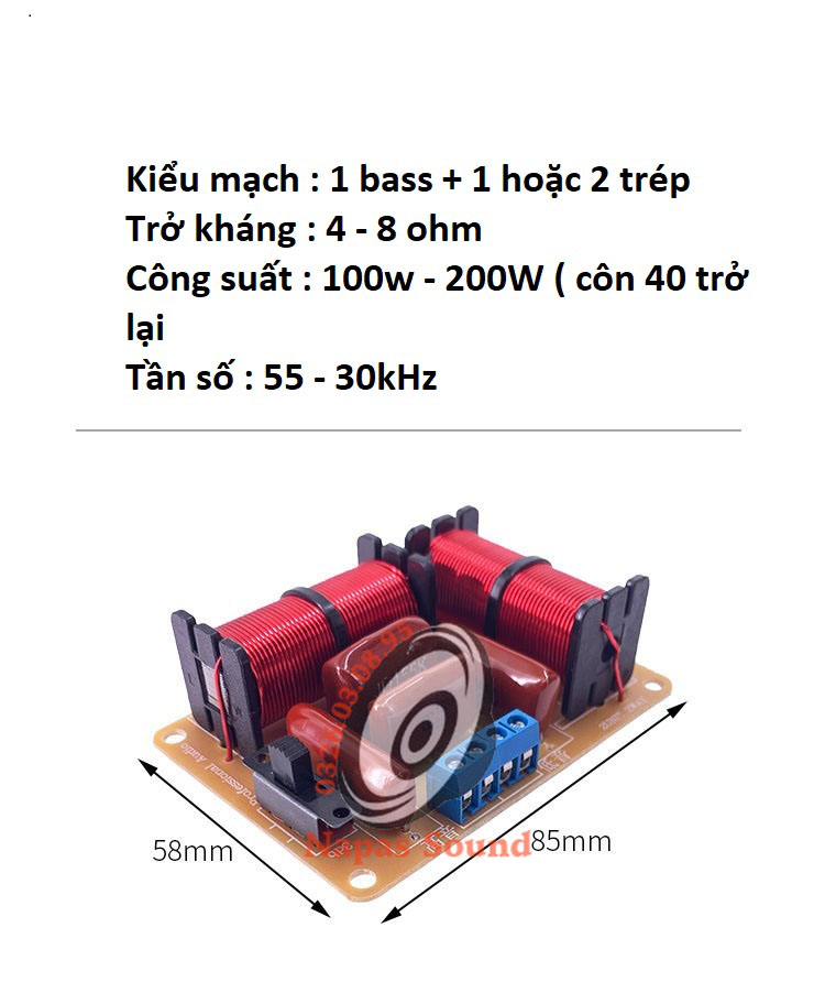 MẠCH PHÂN TẦN 1 BASS 1 TRÉP HOẶC 2 TRÉP 237A - PHÂN TẦN LOA 2 ĐƯỜNG TIẾNG NHỎ - CÓ CHỈNH ÂM