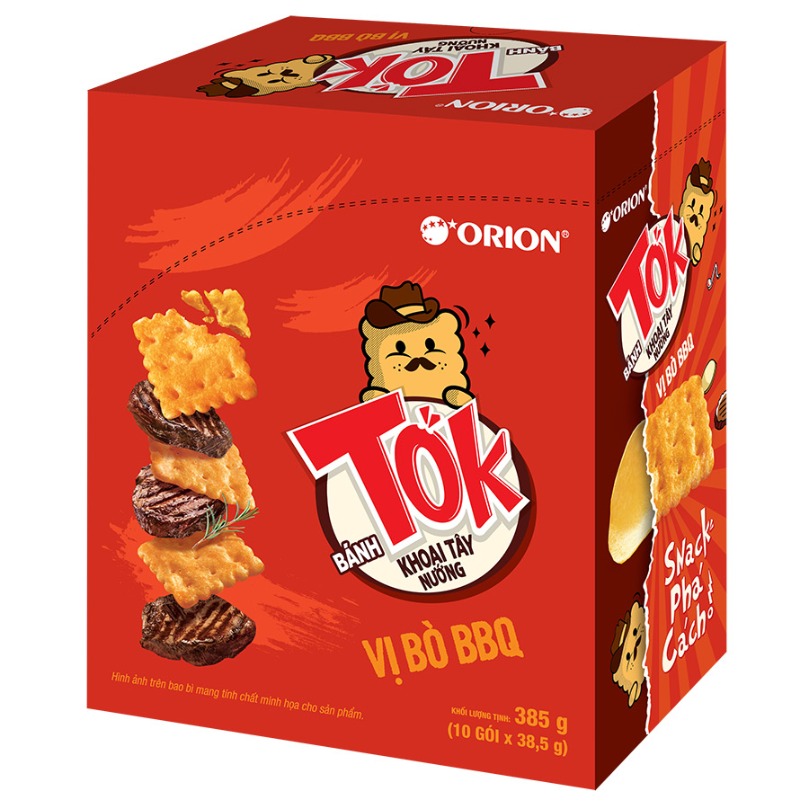 Bánh Khoai Tây Nướng Tok Vị Bò BBQ Hộp 10 Gói