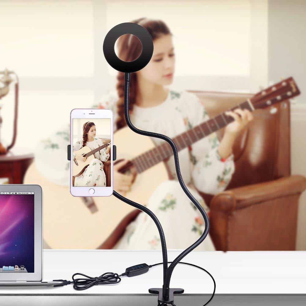 Hỗ trợ chiếu sáng webcam cho luồng trực tiếp, ánh sáng hình khuyên selfie với hỗ trợ sửa chữa webcam