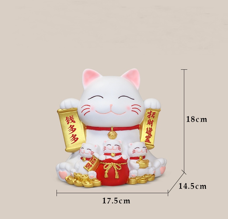 Ống Tiết Kiệm Mèo Trắng Lucky Cat Và Túi Vàng Trang Trí quà tặng_ Hàng Chính Hãng