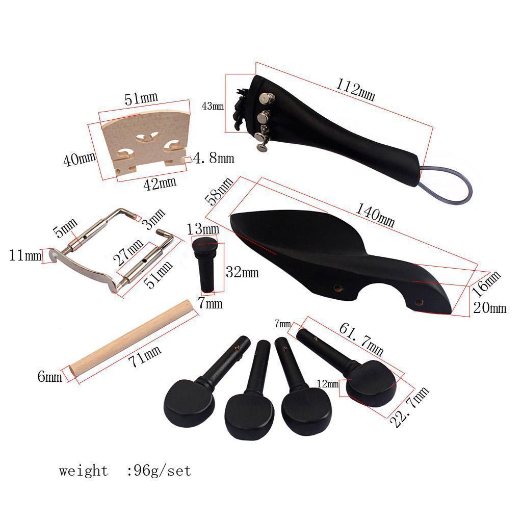 Violin Parts Accessories 4/4 Tuning Pegs&Chinrest& &Tailpiece&Bridge