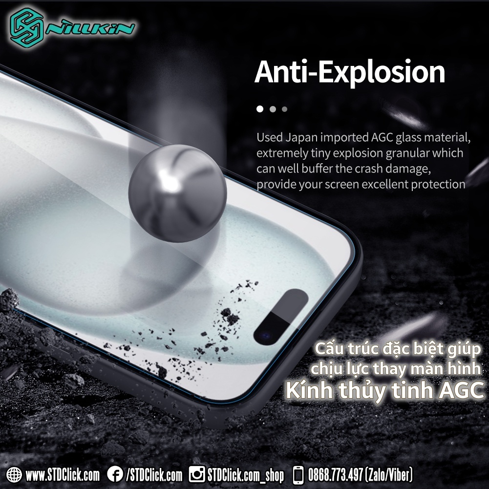 KÍNH CƯỜNG LỰC DÀNH CHO ĐIỆN THOẠI IPHONE 15 PLUS - 15 NILLKIN H+PRO 0.2MM