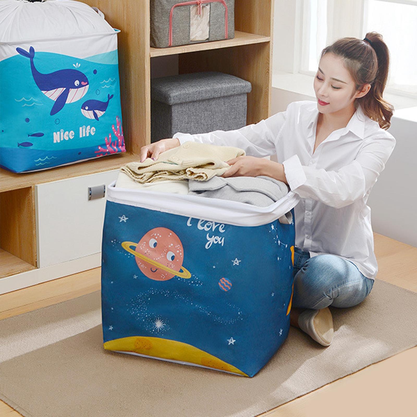 Large Organizer Storage Bag Clothes Pillow Blanket Storage Bag Planet 110L