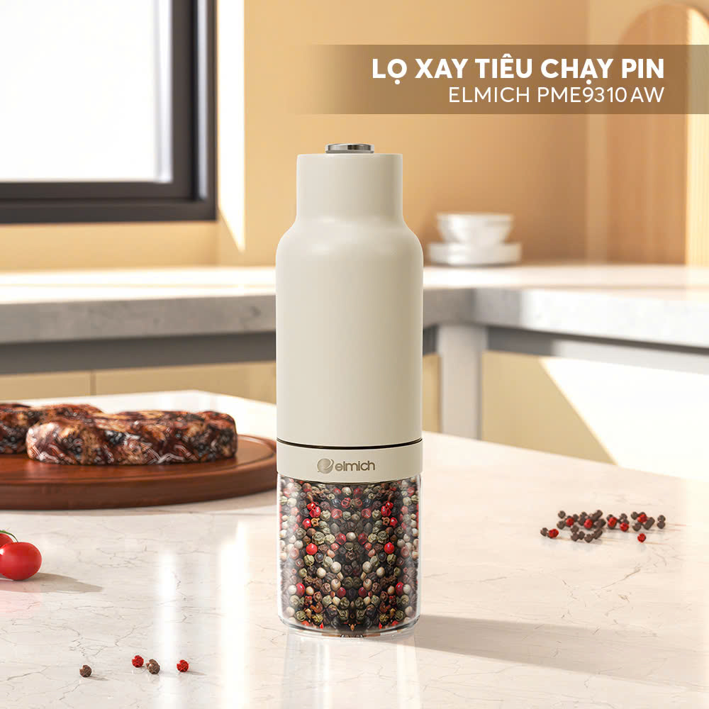 Lọ Xay Tiêu Chạy Pin Elmich PME9310, Hàng Chính Hãng, Tùy Chỉnh Độ Mịn - JoyMall