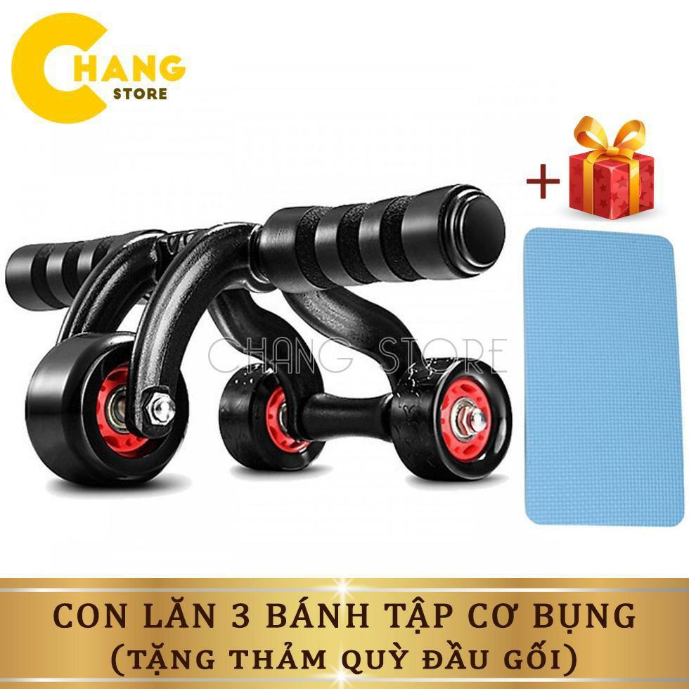 Con Lăn 3 Bánh Tập Cơ Bụng Gọn Nhẹ, Dễ Sử Dụng + Tặng Kèm Thảm