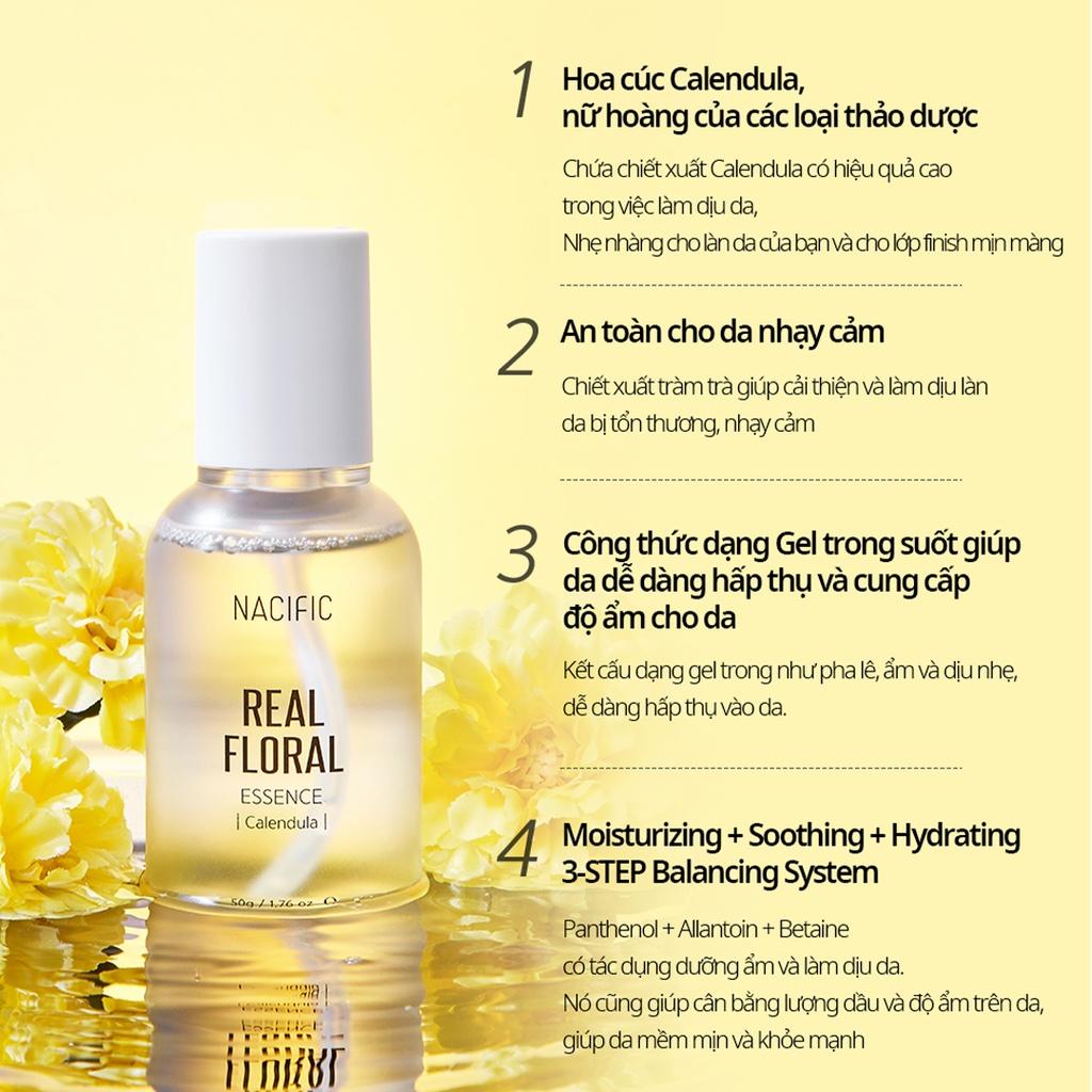 Tinh chất dưỡng ẩm làm dịu da ngăn ngừa mụn Nacific Real Floral Essence Calendula 50ml