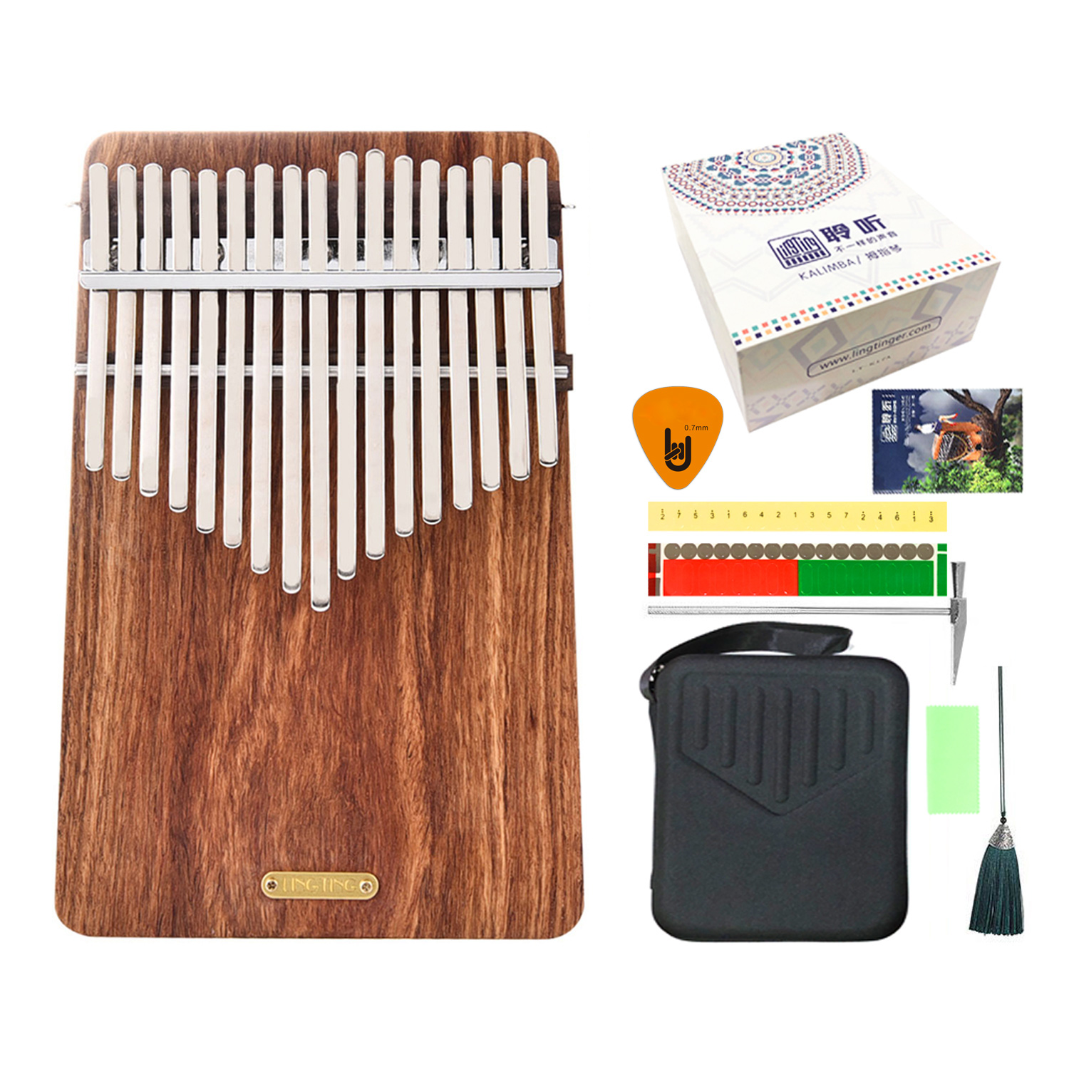 Đàn Kalimba LingTing 17 Phím LT-K17P (Gỗ Tử Đàn - Full Phụ Kiện) - Kèm Móng Gảy DreamMaker