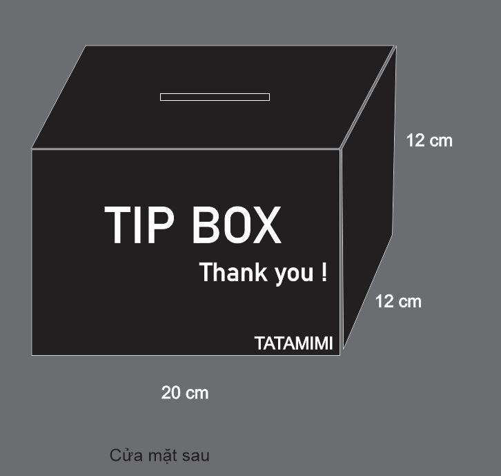 Thùng tip box mica đen 20x12x12 cm -Mica đen 2mm