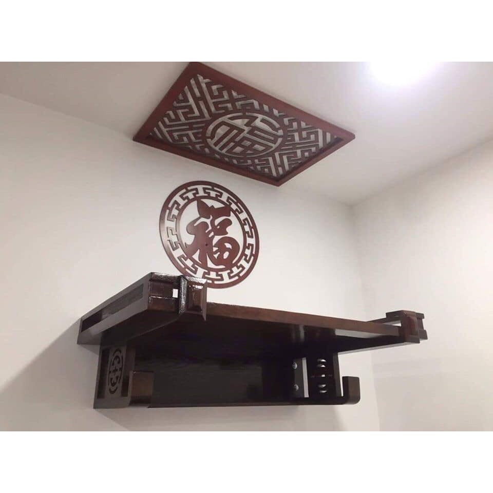 Bàn thờ treo gỗ sồi 89cm kèm chữ, chắn khói