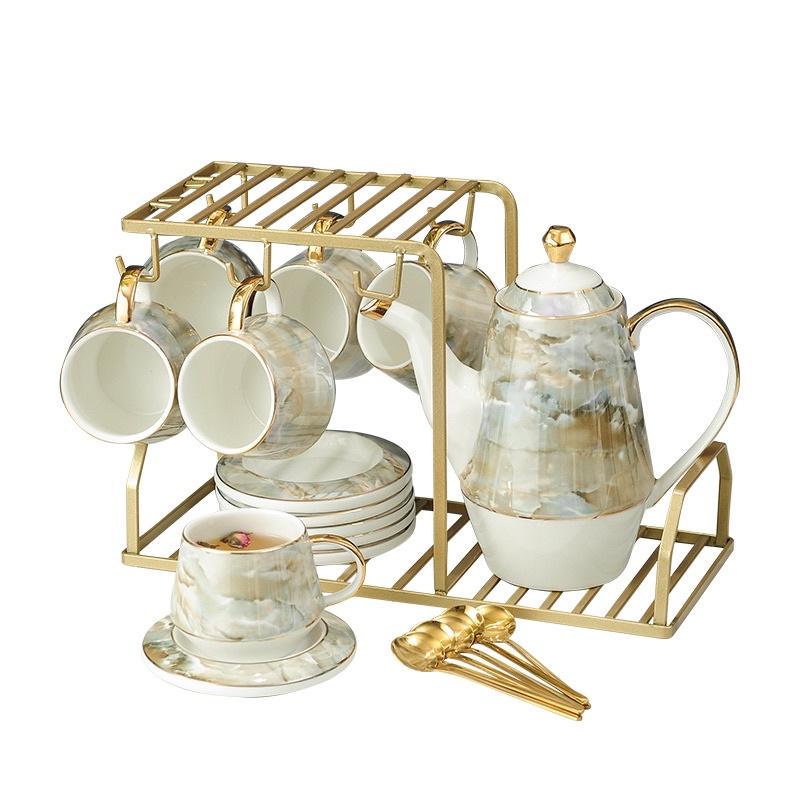 Bộ ấm chén gốm sứ vân đá cao cấp