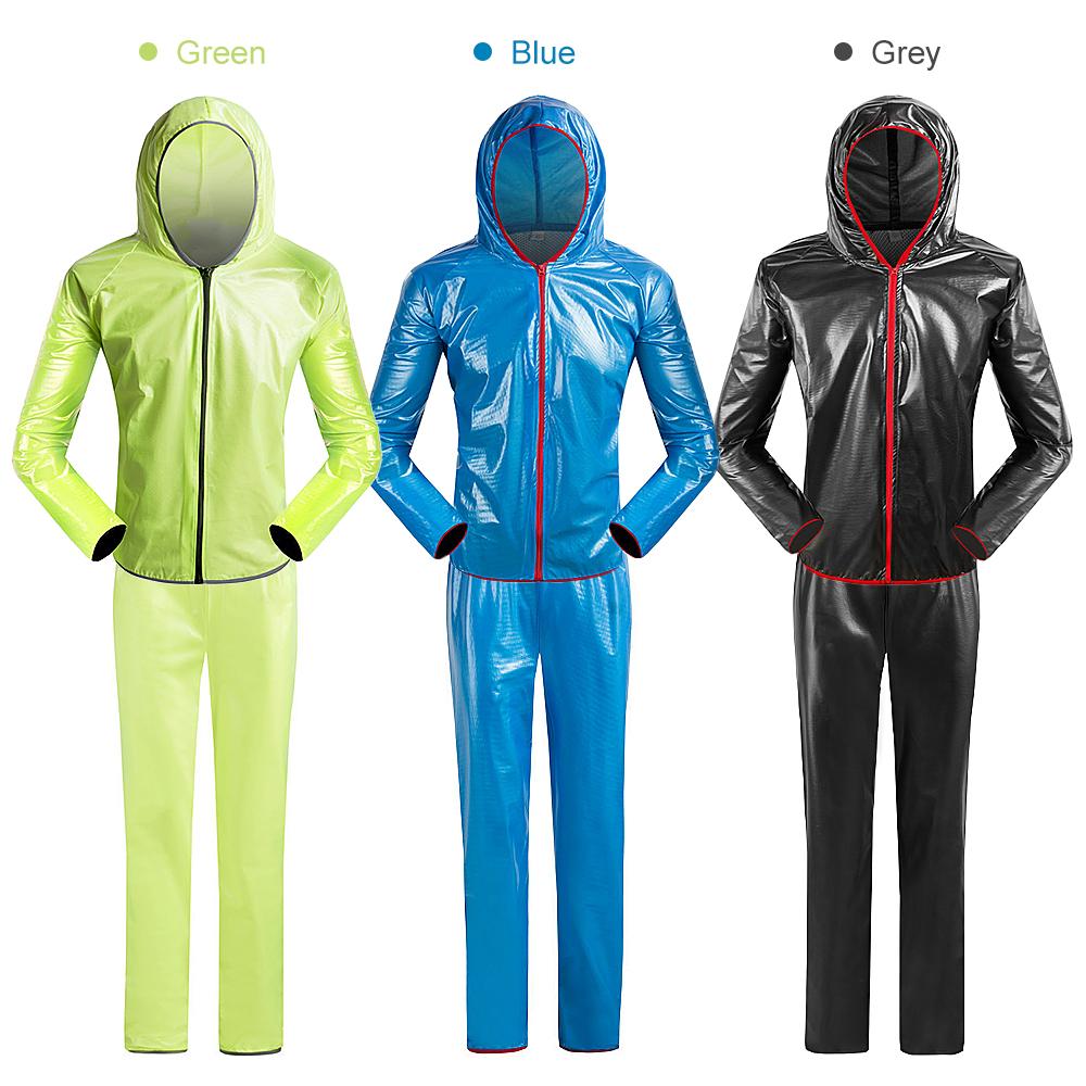 Quần áo mưa không thấm nước unisex phản chiếu có mũ trùm đầu để đi xe đạp đi cắm trại